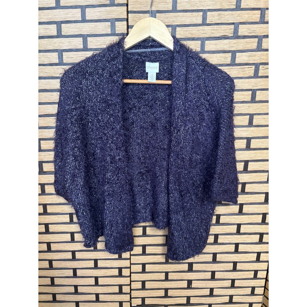 Chico's Purple Fuzzy‎ Cardigan Size 1 (Size Medium)